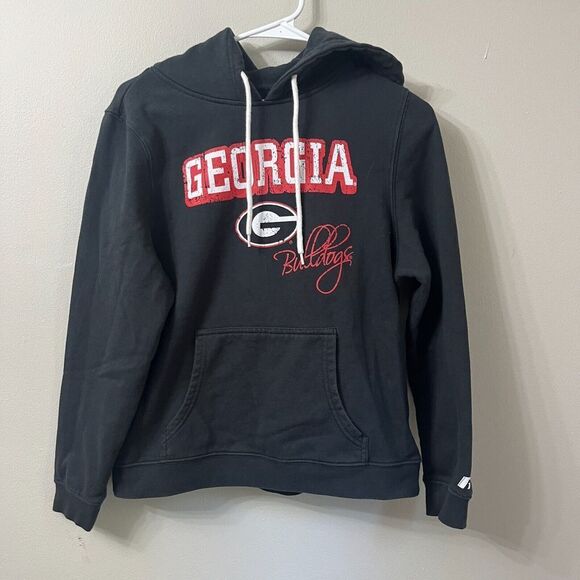 Georgia Bulldogs NCAA Hoodie Large 12 Russell Athletic Women Fleece Jacket Black - Picture 6 of 8